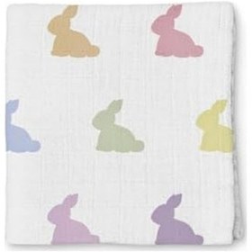 Resim Deux Lapıns%100 Pamuk Müslin Bebek Örtüsü, Çok Renkli Tavşan Desenli, 100x100 Cm, Lapin 