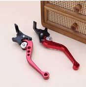 Resim Chuangyinshop Universal Clutch Brake Lever Red One Pair Ayarlanabilir Alüminyum Çift Disk Çoğu Motosiklet Scooter N Max İçin 