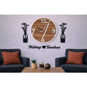 Resim Duvar Saati 40 Cm Çiçekler 30 Cm Kişiye Özel No 1015 Çok Renkli 