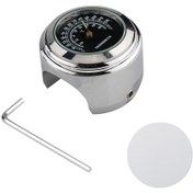 Resim Mufunye Motosiklet Bisiklet Atv 22-25mm Direkli Sıcaklık Ölçer - Alüminyum Kasa, Gümüş Siyah Ekran, Dahili Pil 