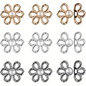 Resim 9 adet Bel Sıkılaştırıcı Klips - Ayarlanabilir Azaltıcı Klips Metal Çiçek Tasarımı ile, Dikişsiz Kot Düğmesi Gevşek Bel Bantları, Elbiseler ve Günlük Giyim için, Elbise Bel Sıkılaştırıcıları, Dekoratif Bel Bantı, Demir Yapı 