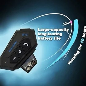 Resim Bt-12 Motosiklet Bt Kulaklık Kask Kulaklık Telefon Görüşmesi ve Müzik Için Krofon Motosiklet Bt Interkom Siyah 