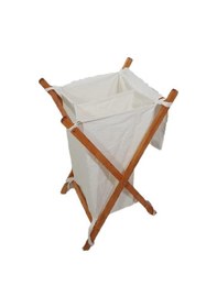 Resim Ahşap Katlanır Çamaşır Sepeti Kirli Temiz Çamaşır Sepeti Kahverengi 