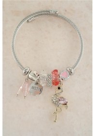 Resim Kadın 316 L Çelik Karışık Figürlü Charm Bileklik Tkr001-5348 Gümüş 