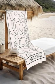 Resim Dijital Baskı Plaj Deniz Havlusu Kova Burcu Desenli Peştamal HVL0051 