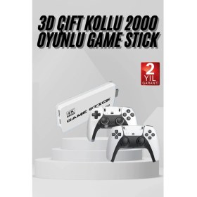 Resim 3D 4K 2000 Oyunlu Game Stick Oyun Konsolu Çift Konsol 