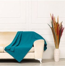 Resim PetrolDokuma Kadife Şönil Düz Kumaş Çift Taraflı Koltuk Şalı Örtü 