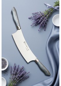 Resim Silver Gray Serisi Mutfak Bıçak Pizza Börek Salata Kıyma Bıçağı Çift Tutma Zırh Mft-965 Gri 