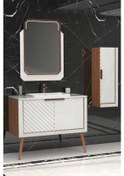 Resim Migella 100Cm Banyo Dolabı-Beyaz/Meşe(Boy Dolap Dahil ) 