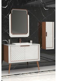 Resim Migella 100Cm Banyo Dolabı-Beyaz/Meşe(Boy Dolap Dahil ) 