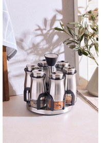 Resim Inox 6'lı Dönerli Baharatlık Takımı Seffaf ŞEffaf 