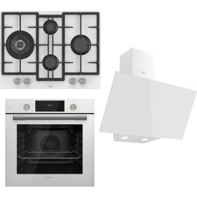 Resim Ferre Flowart Serisi QMS63CB - ED076 - D078 Beyaz Ankastre Set 