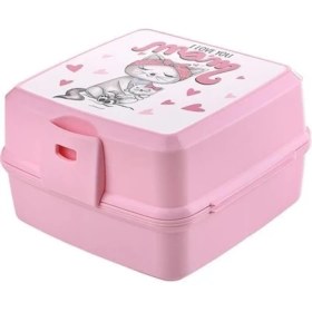 Resim Buffer® Kendiliğinden Kaşık Çatallı Beslenme Kutusu 4 Bölmeli Çocuk Beslenme Kabı Saklama Kutusu 