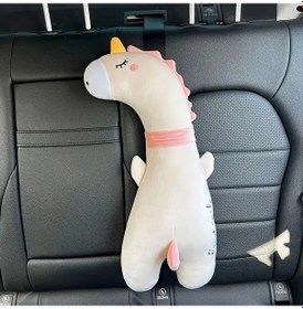 Resim Oldfriend Pembe Yumuşak Peluş Tek Boynuzlu At Ve Dinozor Emniyet Kemerli Koltuk Koruyucu 