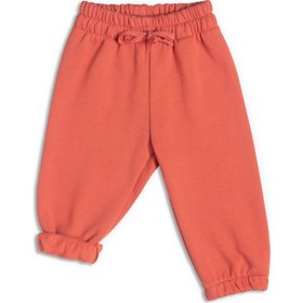 Resim Unisex Bebek Kalın Pamuklu Jogger Pantolon - Mercan 