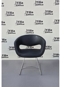 Resim Flora Kesim Tarama Çalışma Bekleme Koltuğu Krom Tel Ayak Siyah 