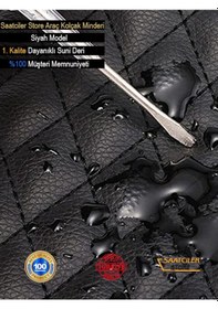 Resim Dacia Duster Deri Oto Kolçak Kılıfı Örtüsü Capitone Süngerli Siyah Nakışlı-95 