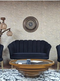 Resim Zafir İstiridye Takım Gold Kaplama Telli Ayak Çay Seti Koltuk Takımı Siyah 