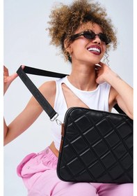 Resim Omuz Askılı Notebook Çanta Tablet Laptop Kılıfı 13"-14" Kapitone Deri Siyah Renkli 