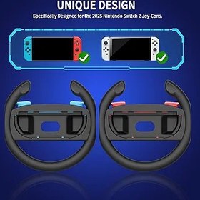Resim AriKroii Switch direksiyon, Nintendo Switch 2 Joy-Con Controller için, Joycon için direksiyon, direksiyon tutucu/direksiyon aksesuarı, Mario Kart, yarış oyunu oyunları ile uyumlu, 2'li paket siyah 