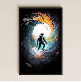 Resim Galaktik Enerji Tünelinde Astronot Temalı Pleksi Tablo - Sürreal Uzay Dekoru 