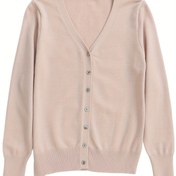 Resim Kadınlar İçin Yüksek Esneklik V Yaka Düğmeli Hırka - İlkbahar/Yaz için Hafif Dar Kesim Uzun Kollu Kazak, Orta Doğu Tarzı Zarafet Koleksiyonu, Düz Renk Çok Amaçlı Katmanlama Parçası, V Yaka Tasarım, Şık Örgü Giyim, Kaliteli Kumaş 