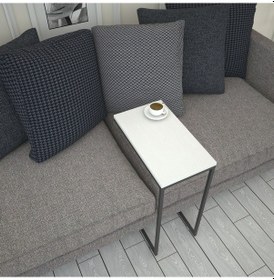 Resim Callen Beyaz Yan Sehpa & Tekerlekli Servis Sehpası Metal 