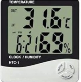 Resim AyrStore Htc 1 Duvara Asılabilen Saatli Sıcaklık ve Nem Ölçer Termometre Higrometre 