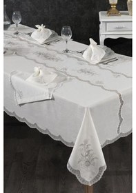 Resim Nazlı Fransız Dantelli Yemek Takımı - 25 Parça Krem Krem 