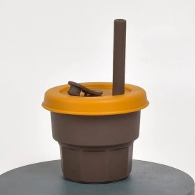 Resim Bra2nd Saman Kupası Kahverengi Kupası + Zerdeçal Kapak 300ML (Yurt Dışından) 