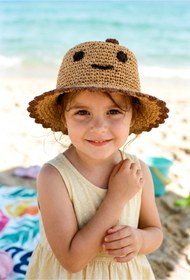 Resim LAGRANZE Mini Teddy Smile 4-7 YAŞ KIZ ÇOCUK Hasır Şapka 