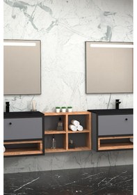 Resim Espero 225 Cm Siyah Lavabolu Banyo Dolabi (Boy Dolap Hariç) Çok Renkli 