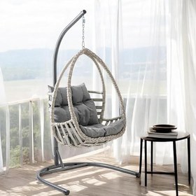 Resim Rehome Malta Tek Kişilik Rattan Bahçe Salıncağı | Beyaz 