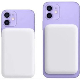 Resim 10000 Mah Batarya Kablosuz M-safe Battery Pack Kablosuz Wireless Şarj Powerbank Beyaz 