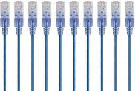 Resim Monoprice Cat6A Ethernet Patch kablosu - Snagless RJ45, 550 MHz, 10 G, UTP, saf parlak bakır tel, 30 AWG, 10 adet, 90 cm, beyaz - SlimRun serisi 
