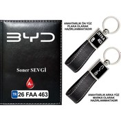 Resim Plakanıza Özel Byd Logolu Siyah Ruhsat Kabı Ve Anahtarlık 