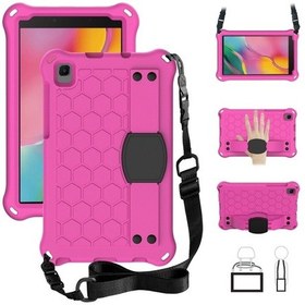 Resim Samsung Uyumlu Galaxy Tab A 8.0 2019 P200 / P205 Petek Tasarım Eva + Pc Malzeme Dört Köşe Düşme Önleyici Düz Koruyucu Kabuk Kayışlı 