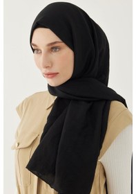 Resim Mirsoy Scarf Düz Pamuk Şal - Siyah Siyah 