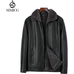Resim Yeni Peluş Kalın Sıcak Bol Deri Ceket Siyah 