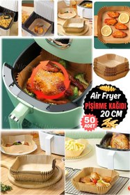 Resim Munico Airfryer için 50 Parça Tek Kullanımlık Kare Pişirme Kağıdı - Yağ Geçirmez ve Kolay Temizlik Kağıdı 