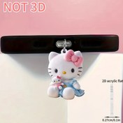 Resim 1 adet 2D Düz Akrilik Sevimli Mavi Elbise Giyen Hello Kitty Cep Telefonu Toz Tıpası, Cep Telefonu Kolyesi, iPhone/Type-C Android Bağlantı Noktasına Uygun Mobil Aksesuarlar, Koruma ve Bakım Toz Tıpası, Zarif Küçük Hediye 