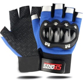 Resim HALL BREATHE Mavi Renkli Çocuklar İçin Yarım Parmak Scooter ve Bisiklet Eldiveni 