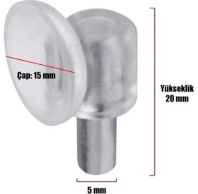 Resim Esmu Vantuzlu Raf Pimi Şeffaf Cam Tutucu Mobilya Dolap Pimi (25 Adet) 