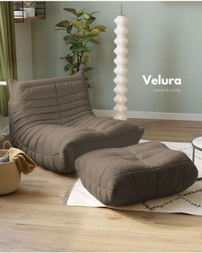 Resim Velura Home & Living Muvva Berjer & Puflu Pofuduk Relax Koltuk & Armut Tekli Koltuk - Kahve 