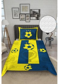Resim Futbol Temalı Kadife Kumaş Çocuk Ve Genç Yatak Örtüsü Seti 2 Parça Tky0037 Çok Renkli 