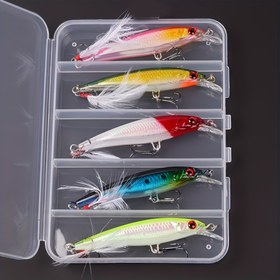 Resim 5 Adet Set - HyperReal Minnow Yem - 11cm/13g - Keskin İğneli Dayanıklı Sert Yem - Mükemmel Yakalama Deneyimi için Yüksek Performanslı Balıkçılık Malzemeleri 