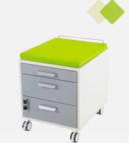 Resim Creo Mobili Dinamik Çalışma Alanı İçin Keson, Oturum Minderli, Hareketli - Taşıma kap. 100kg, Ekru/Yeşil - Vega 