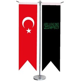 Resim Masa Üstü Kırlangıç Siyah Kelimei Tevhid + Türk Bayrağı + Krom T 