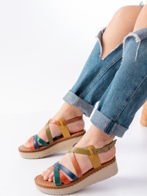 Resim Budi 730-153 Multi Ortopedik Hakiki Deri Dolgu Kadın Sandalet 