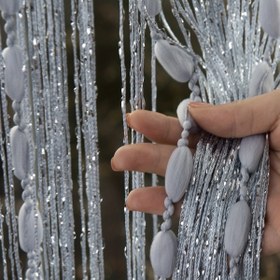 Resim 1 adet Moda Perde Kapı Perdesi Boncuklu Çizgi Perde 